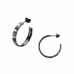 Black Ion-plated Steel Hoops with Baguette Czs Black Ion-plated Steel Hoops with Baguette Czs